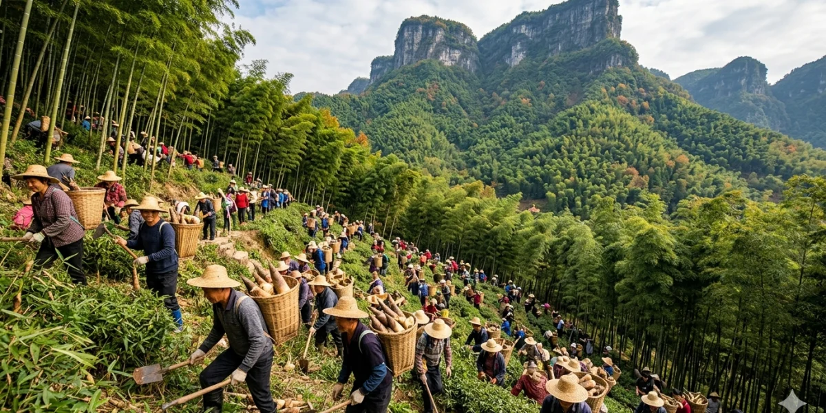金佛山方竹笋开山节盛况：千人同采笋相关配图
