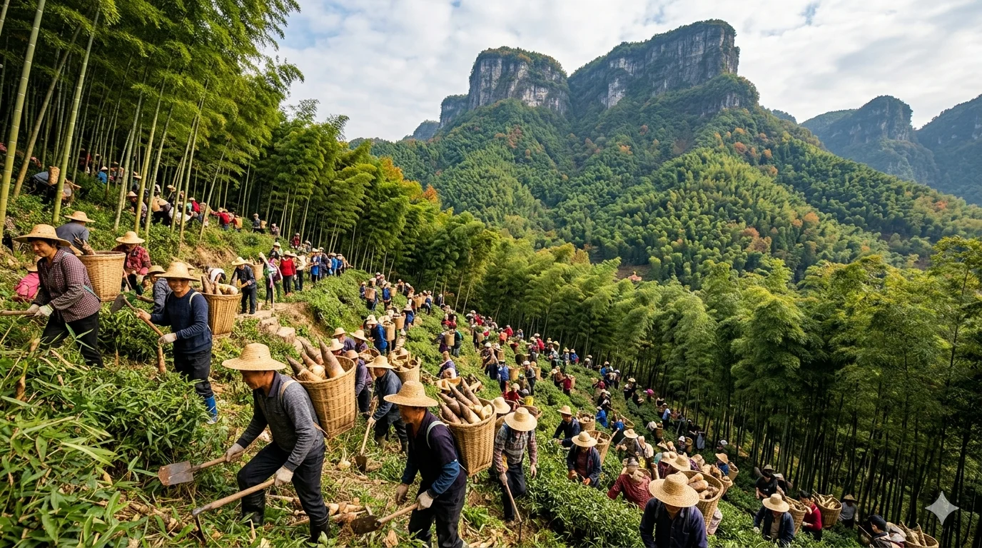 金佛山方竹笋开山节盛况：千人同采笋相关配图