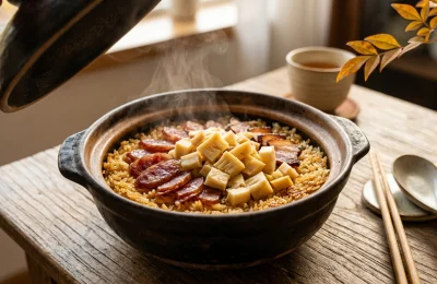 方竹笋腊味煲仔饭：一人份的秋日温暖相关配图