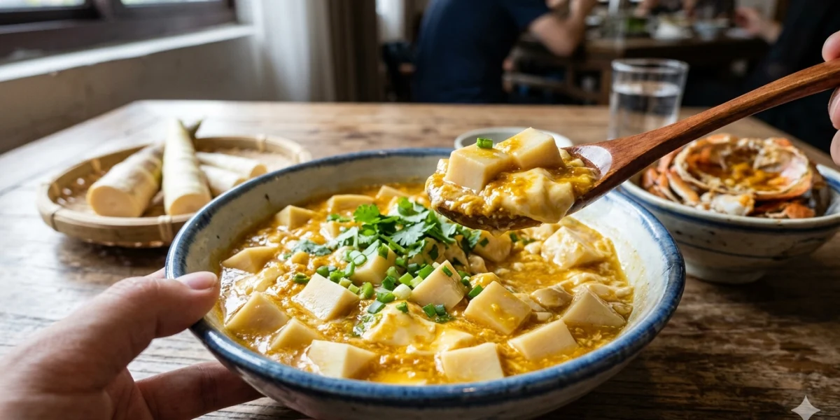 方竹笋蟹黄豆腐：鲜味的巅峰组合相关配图