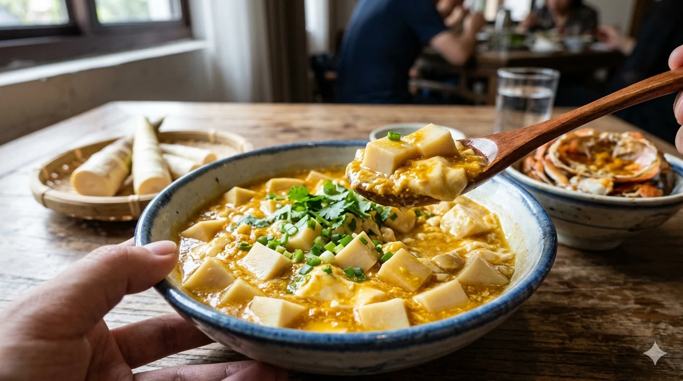 方竹笋蟹黄豆腐：鲜味的巅峰组合相关配图